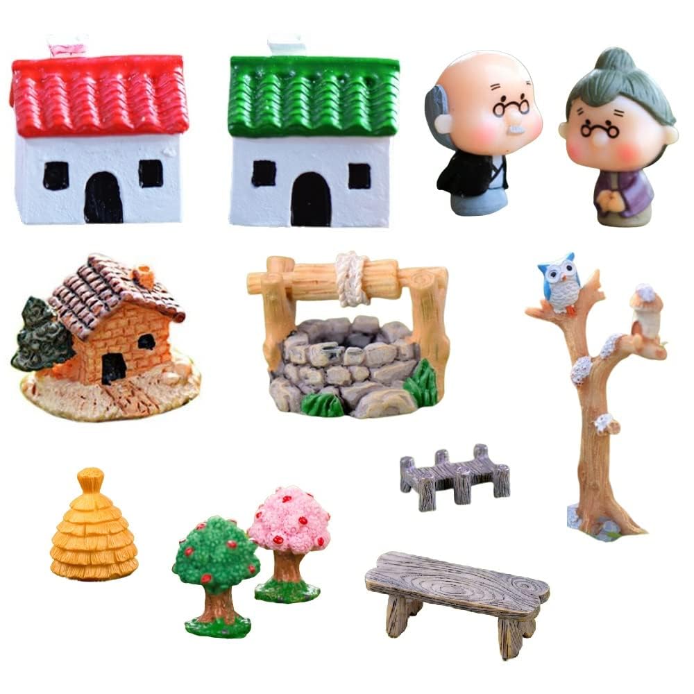 12 pcs Resin Foam Miniature Doll House Garden Decorative